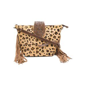 AMERICAN BISON leopard Leather Fringe Shoulder Bag
